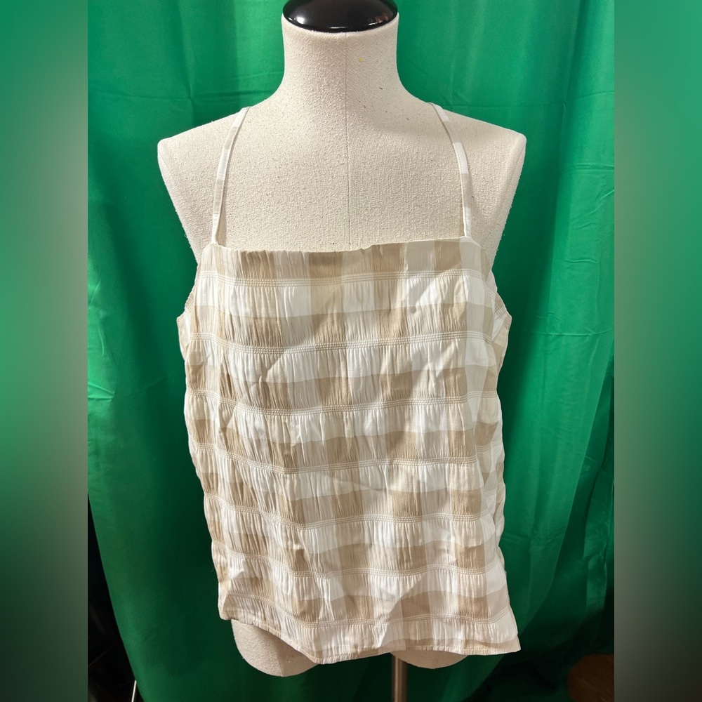 Elegant Beige and White Women's Top